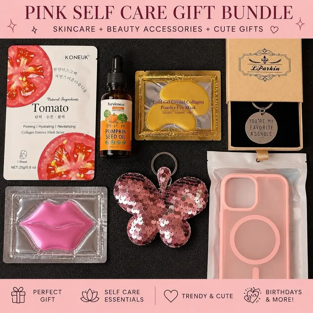Pink Self Care Gift Bundle iPhone 15/14/13 Case Spa Beauty Gift Set